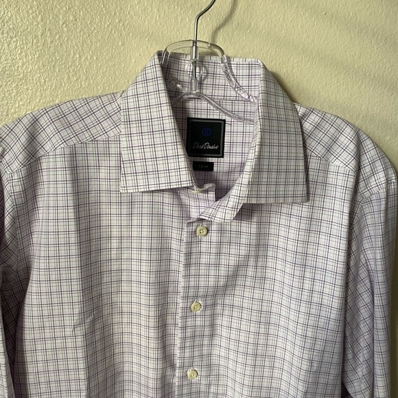 David Donahue Trim Fit Plaid Stripe Dress Shirt - Picture 2 of 8